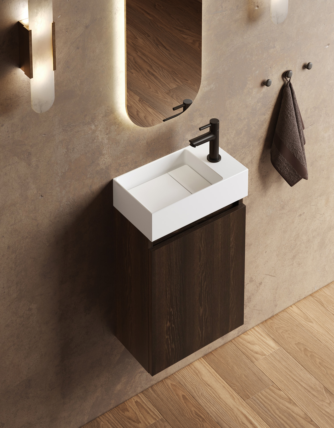 Fontana Itsie toiletmeubel kasteel bruin 40cm met fontein in glans wit