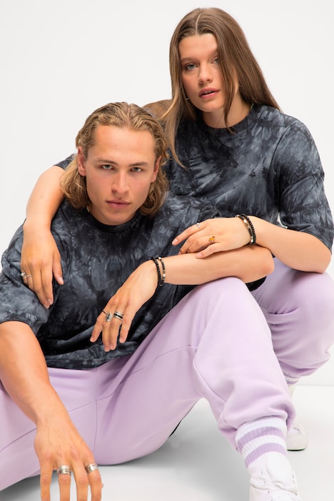 Oversize-Shirt, Batik-Print, Rundhals, Halbarm, Unisex
