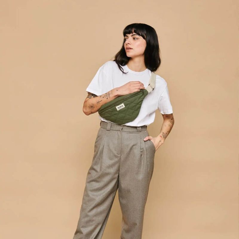 Sac banane matelassé Olivia 32 cm Olive