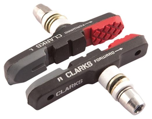 Porte patin vtt clarks a vis v-brake asymetrique tri-gomme 72mm noir/rouge/gris (pr)