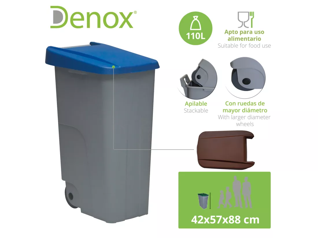 Recycler le conteneur de 110 litres fermé - bleu, L42 P 57 H88