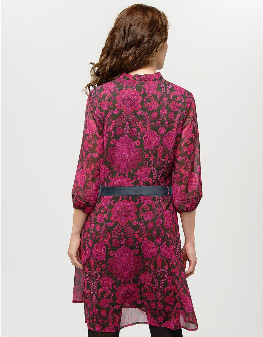 Robe voile motif fuchsia