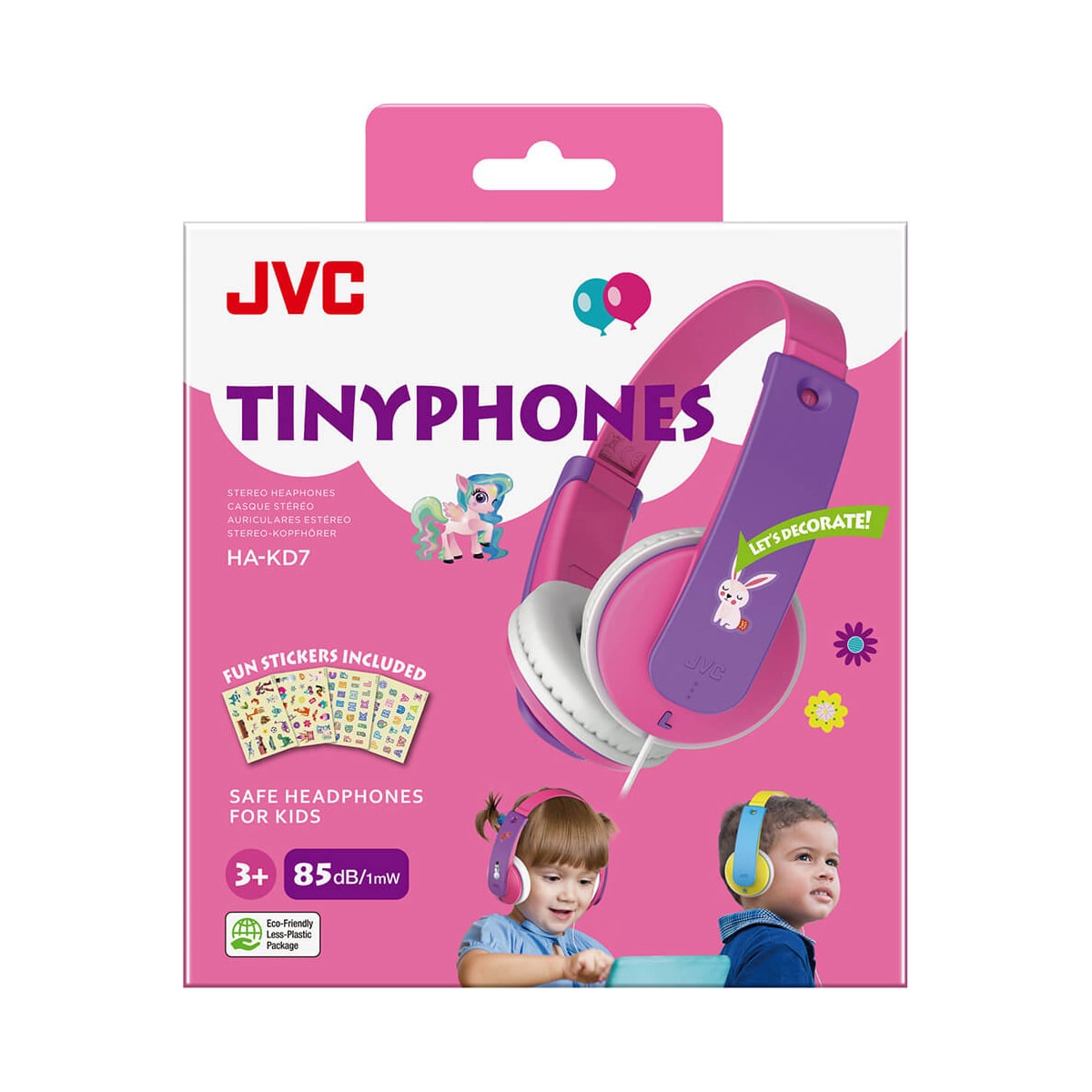 JVC Kids KD7 85dB on-ear hodetelefoner (rosa)