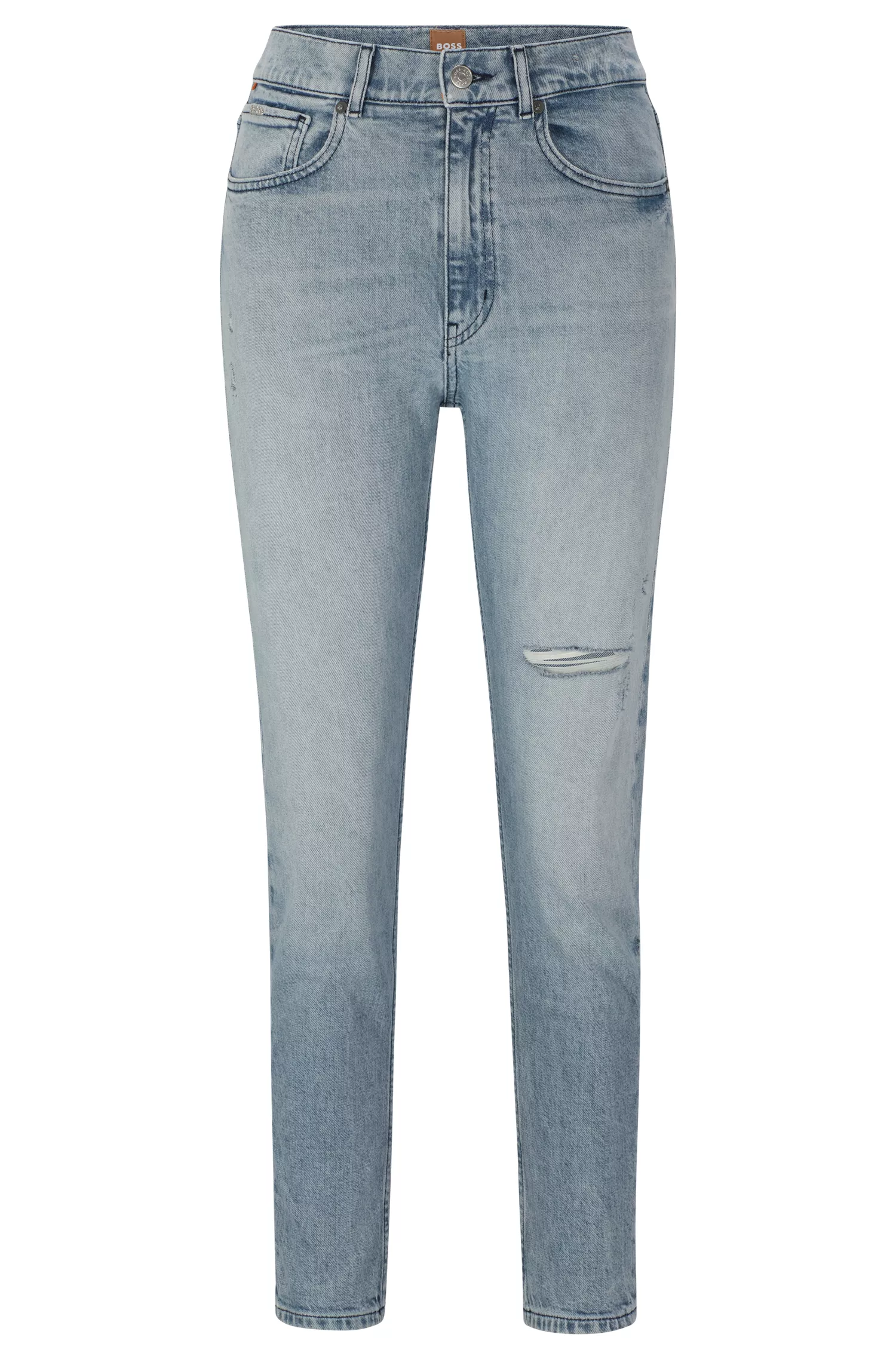 Calça jeans BOSS laranja de cintura média em denim stretch azul-acinzentado