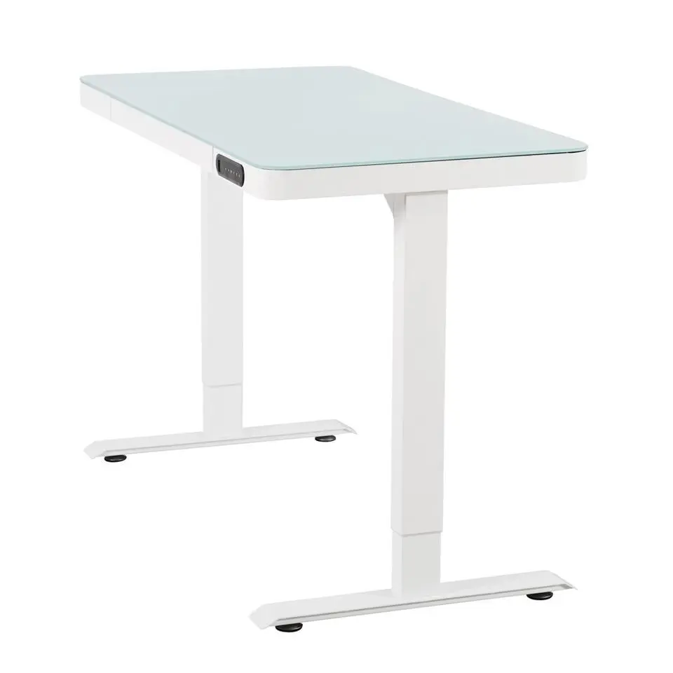 Elektrisch verstelbaar bureau / thuiswerkplek - 120x60 cm - Glas wit