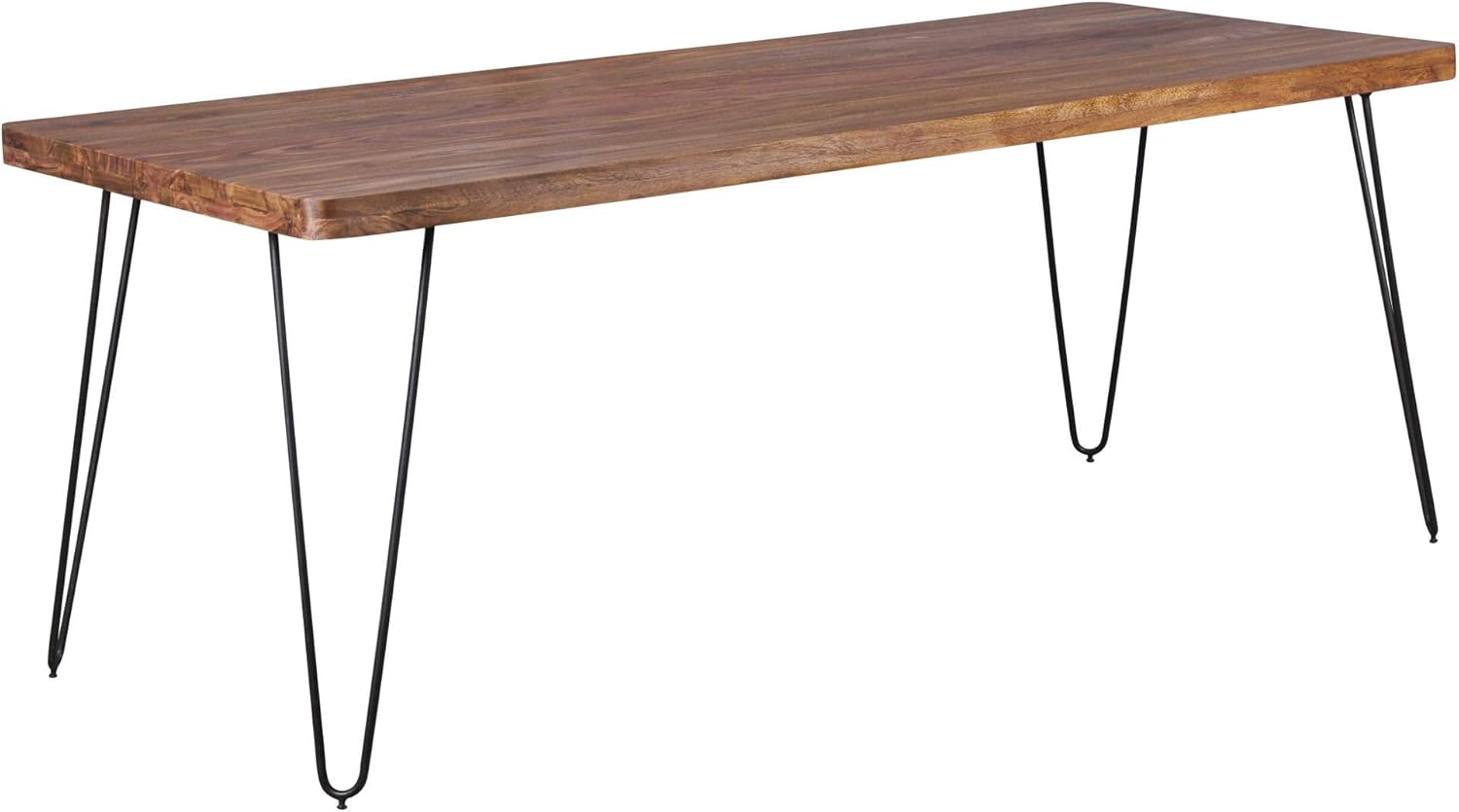 FineBuy Massiver Esstisch Harlem Sheesham Massiv Holz, Esszimmertisch Massivholz mit Design Metall Beinen, Holztisch Tisch Esszimmer, Küchentisch Braun