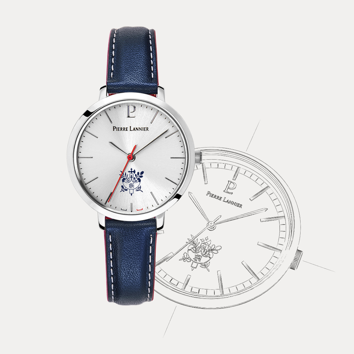 Montre PIERRE LANNIER Élysée femme bracelet cuir bleu
