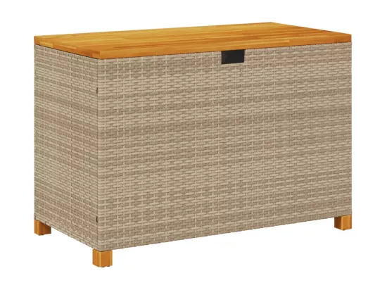 Prolenta Premium - Boîte de rangement de jardin beige résine tressée bois d'acacia