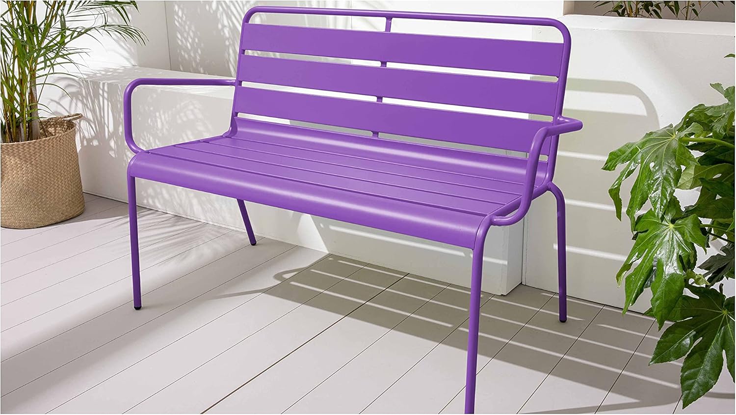Oviala Gartenbank aus Metall, Gelb – Palavas