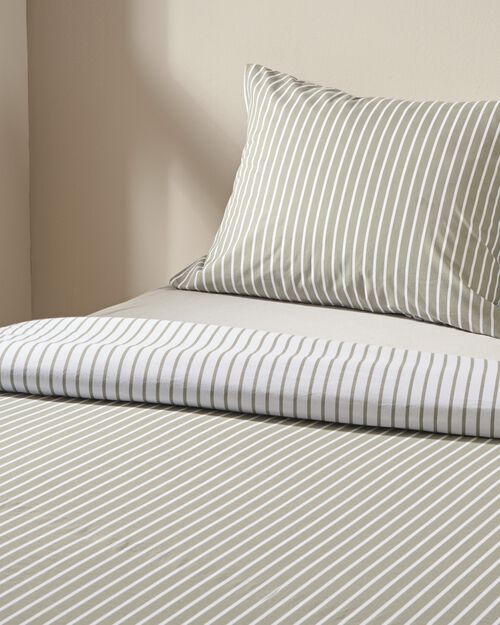 housse de couette en coton doux 140x200/220 rayée vert