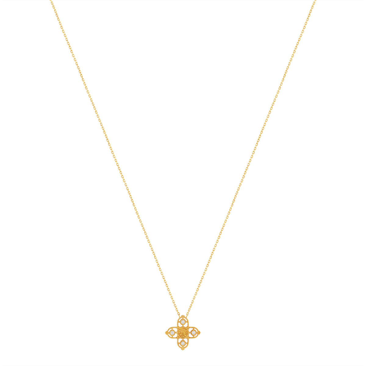 Collier plaqué or croix sertie de zirconias 45 cm