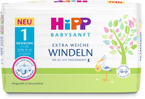 Hipp Babysanft Windeln Newborn 1, 2-5 kg, Gr. 50-56