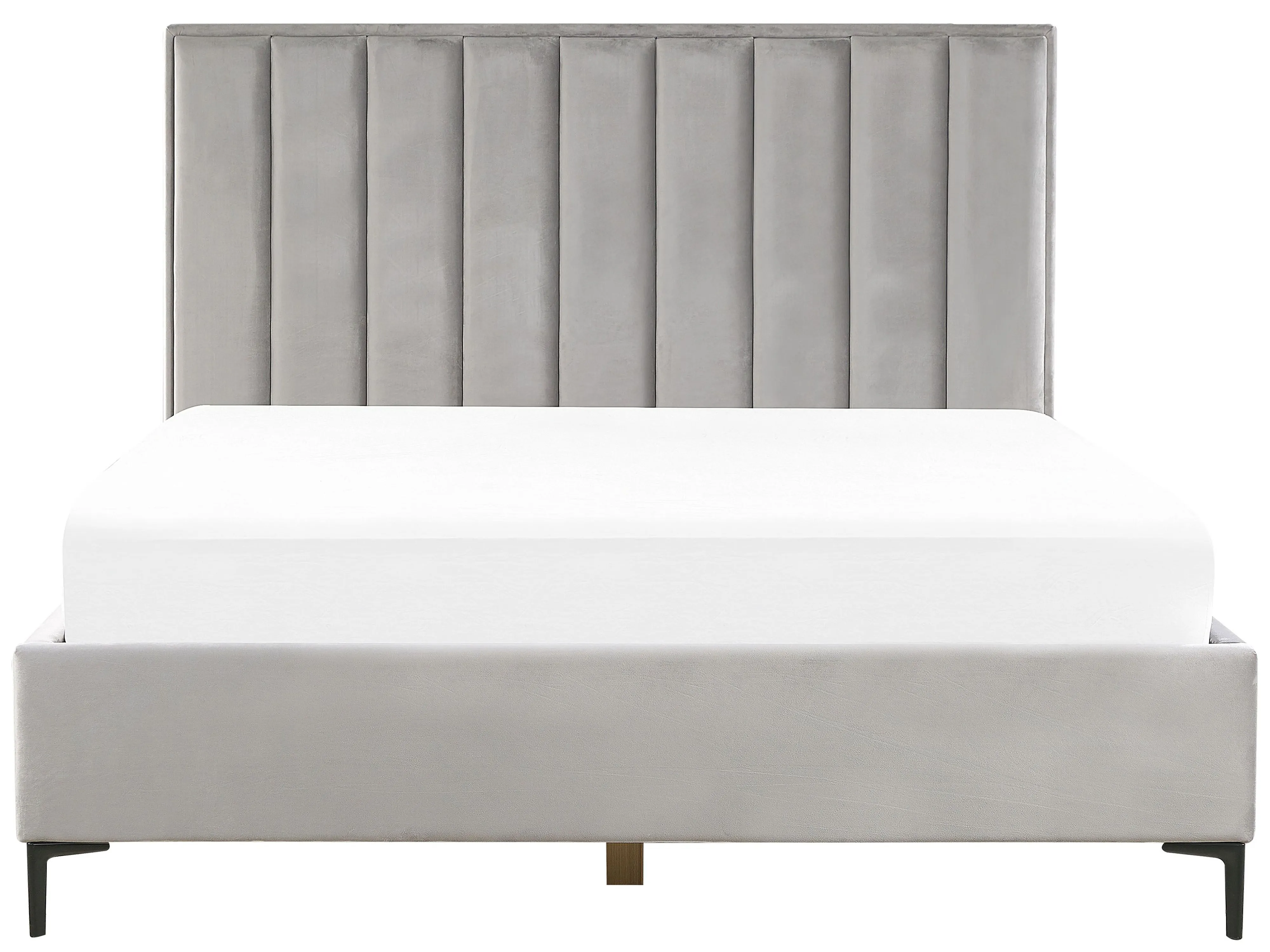Bed met opbergruimte Fluweel SEZANNE 180 x 200 cm Lichtgrijs