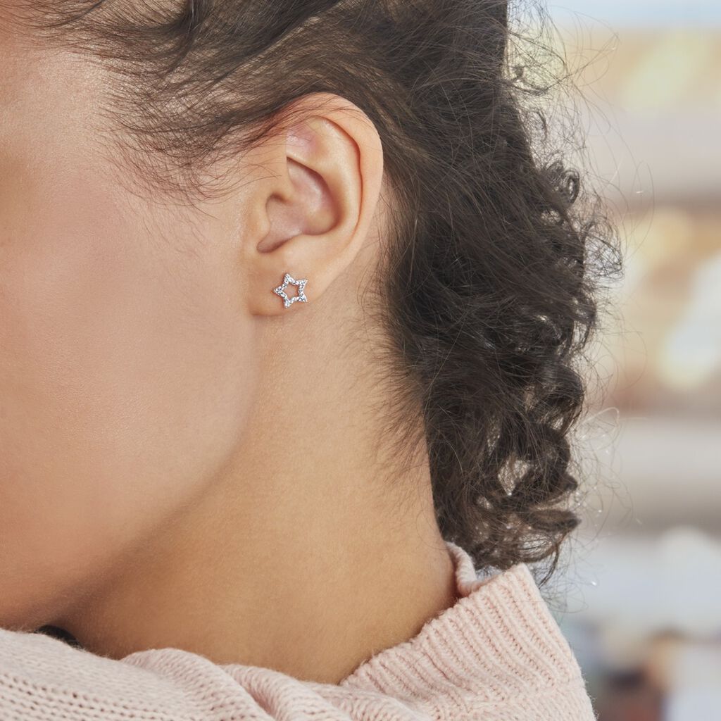Boucles D'oreilles Puces Dmitri Argent Blanc Oxyde De Zirconium