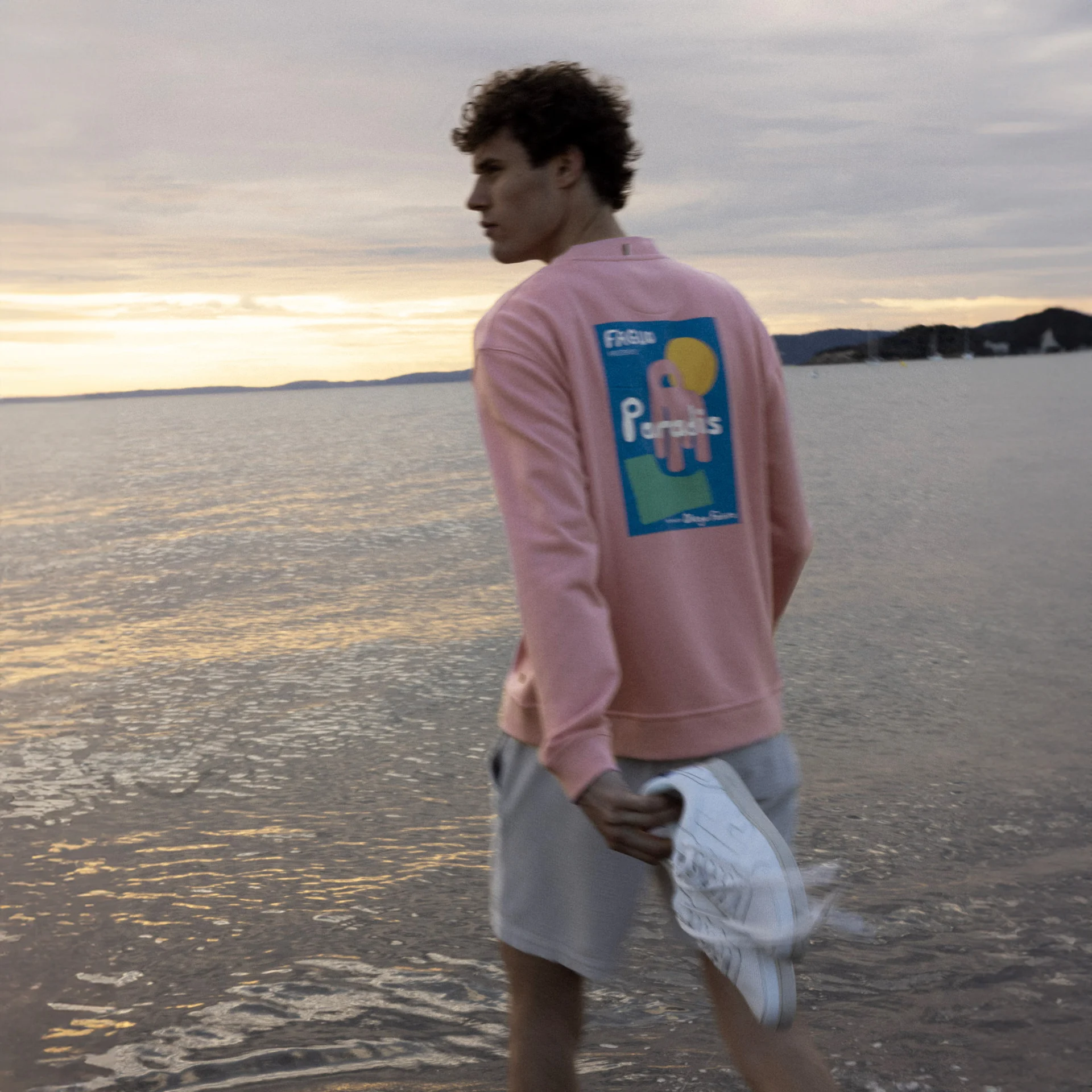 Sweat rose - Diego Faivre coton recyclé et polyester recyclé - modèle fango