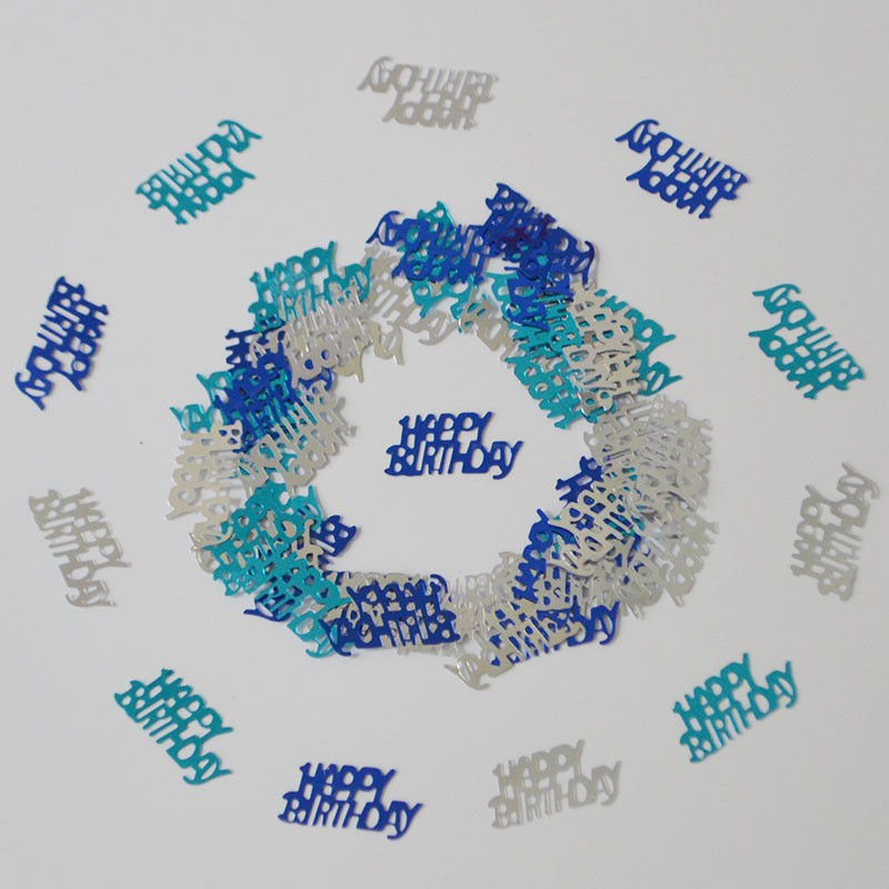 (15g) 3cm Konfetti Happy Birthday Party Dekoration Metallic Streukonfetti Tischdekoration - Blau / Silber