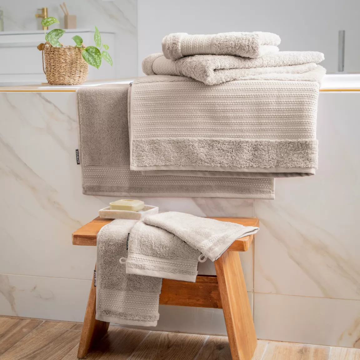 Serviette de bain coton bio (50 x 90 cm) Méline Beige pampa