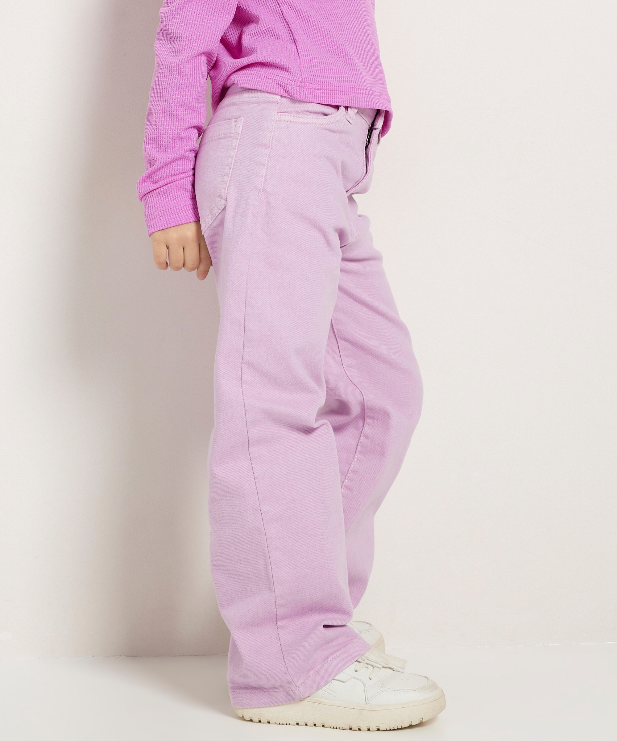 wide fit stretch twill broek
