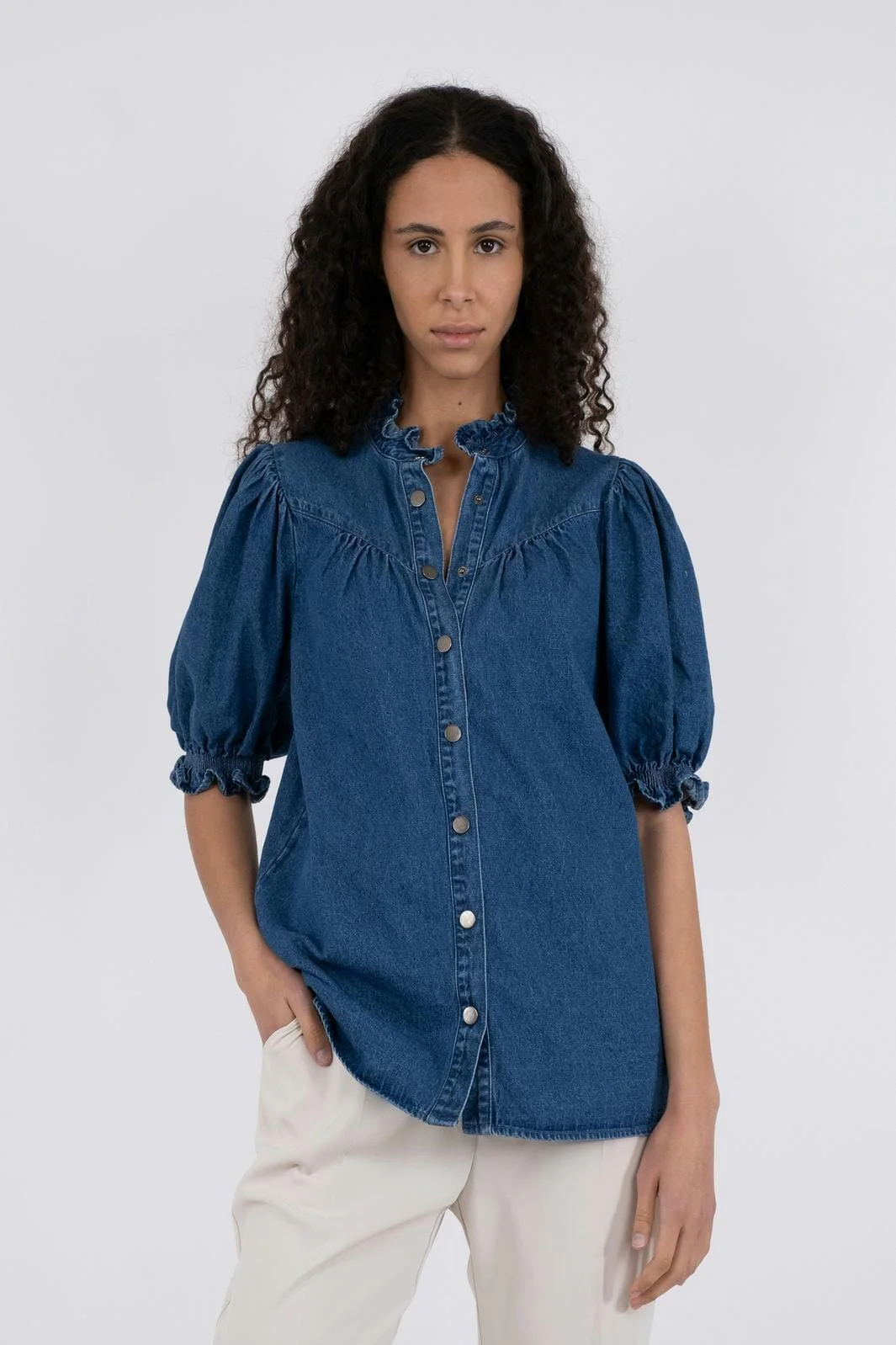 Neo Noir Avalon Denim Shirt blue