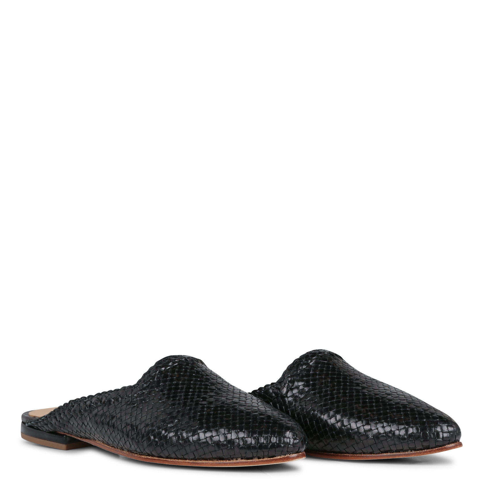 MILANO - Mules à bout pointu en cuir tressé | Noir