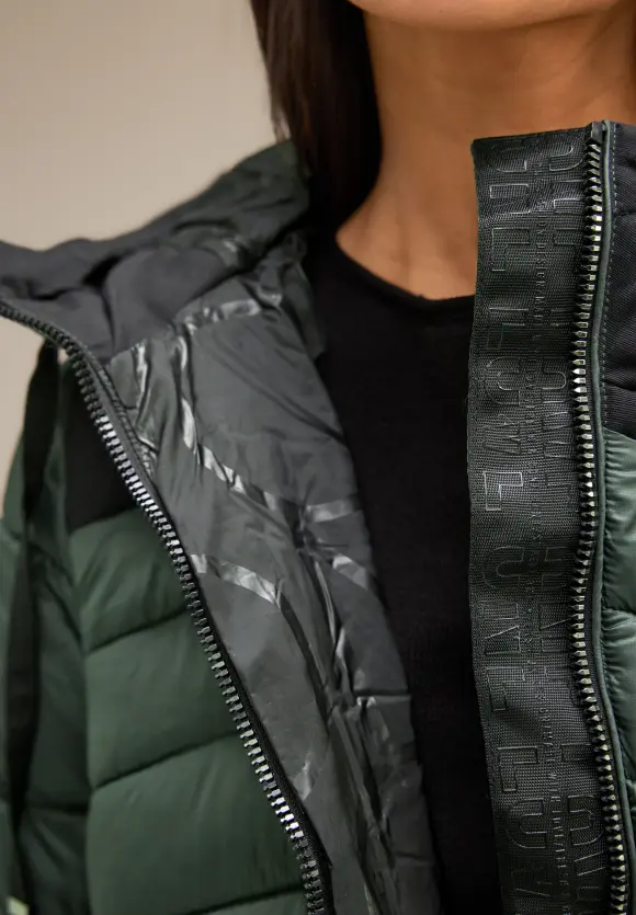 Materialmix Wintermantel - dark verdant green