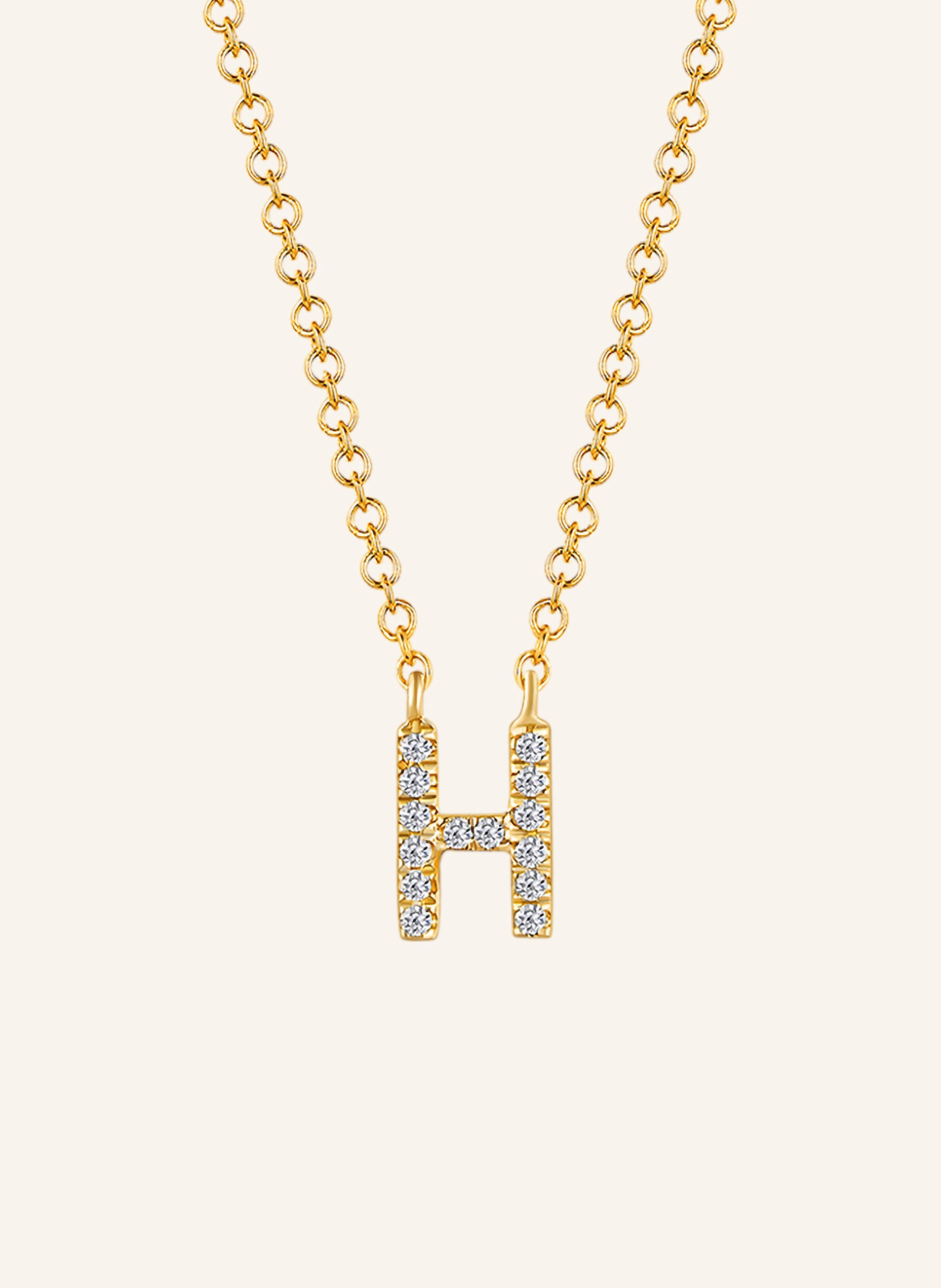 Leaf INITIALIEN Halskette „H“aus 14 Karat Gelbgold mit Diamanten