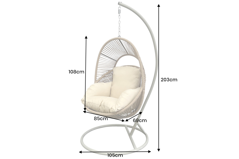 In- und Outdoor Hängesessel AIR ROPE beige greige inkl. Kissen