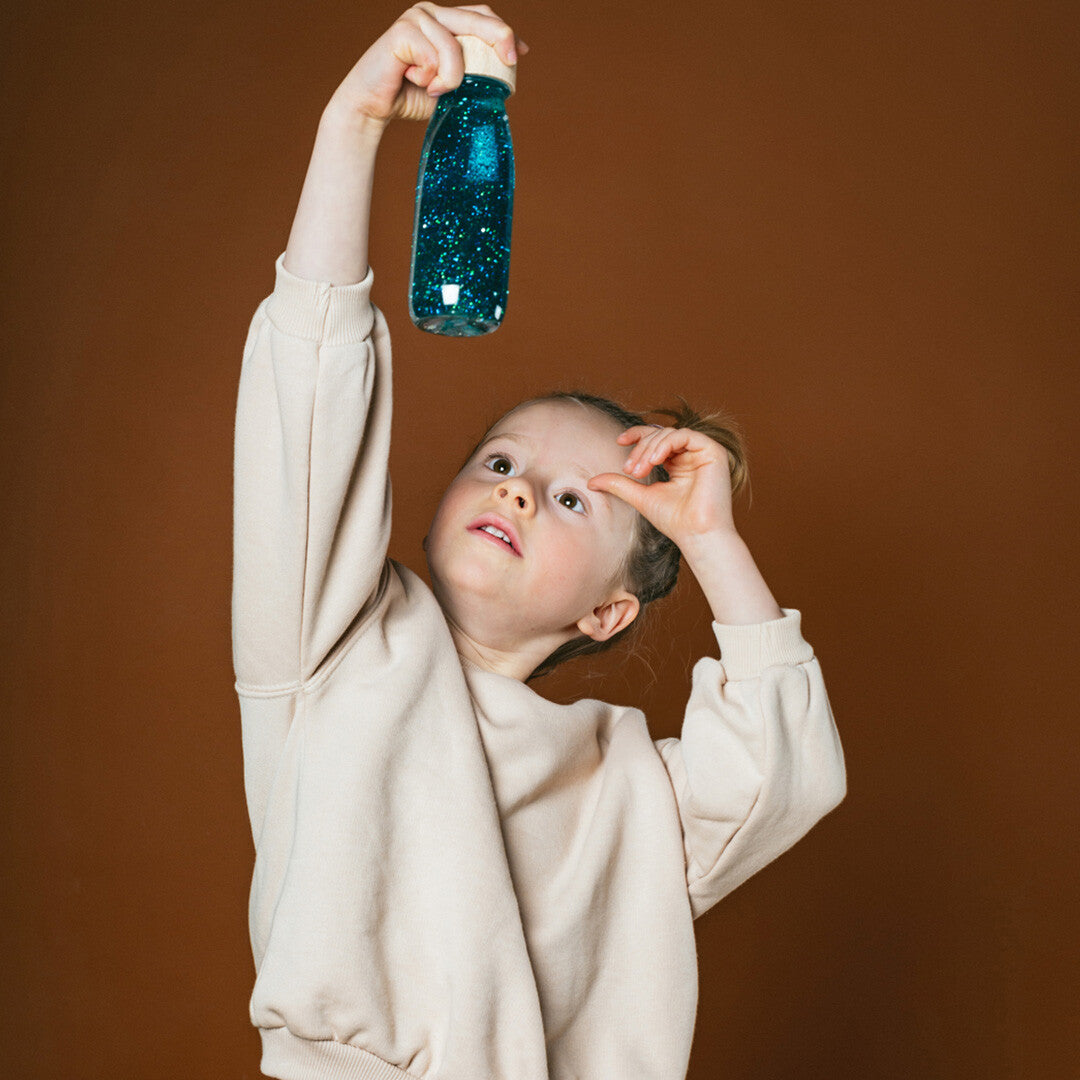 Petit boum sensorische fles float - turquoise