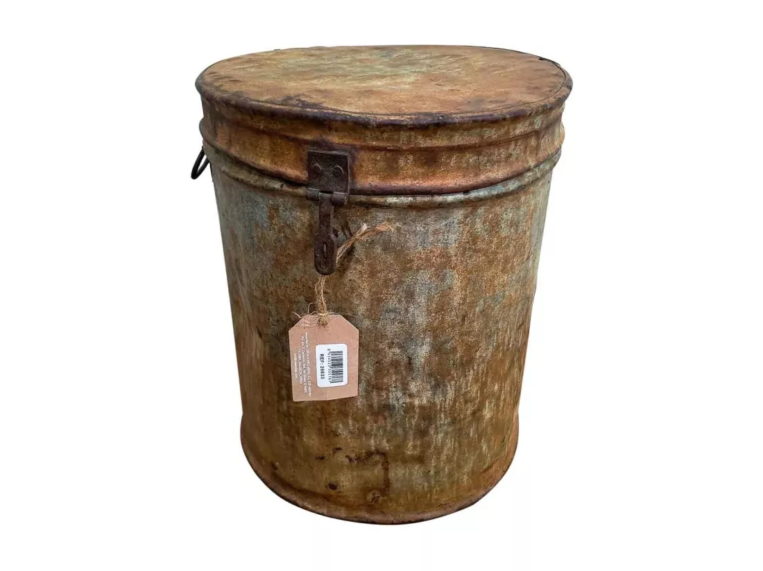 Bidon en metal marron 29x29x36h