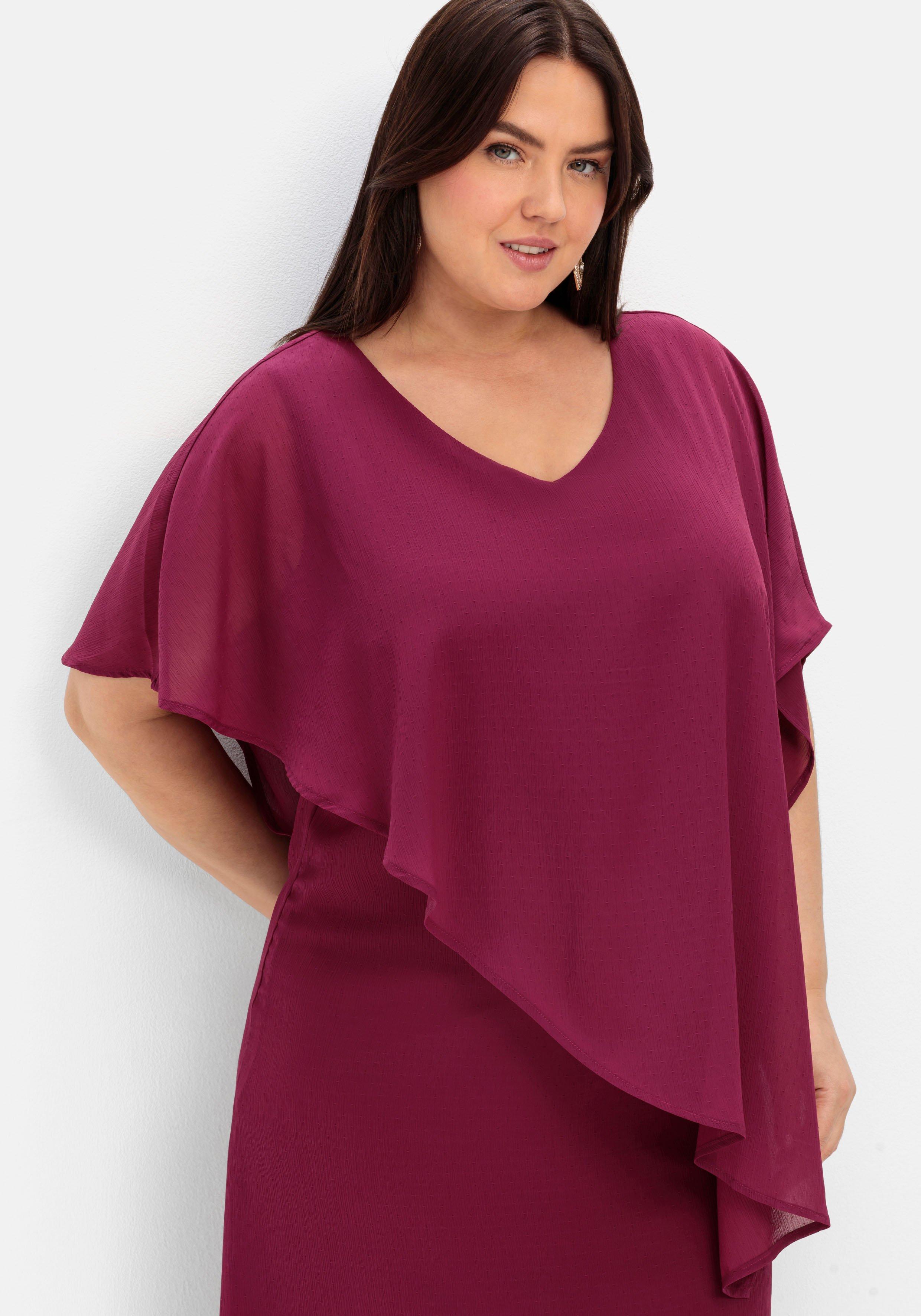 Cocktailkleid mit asymmetrischem Cape, aus Chiffon