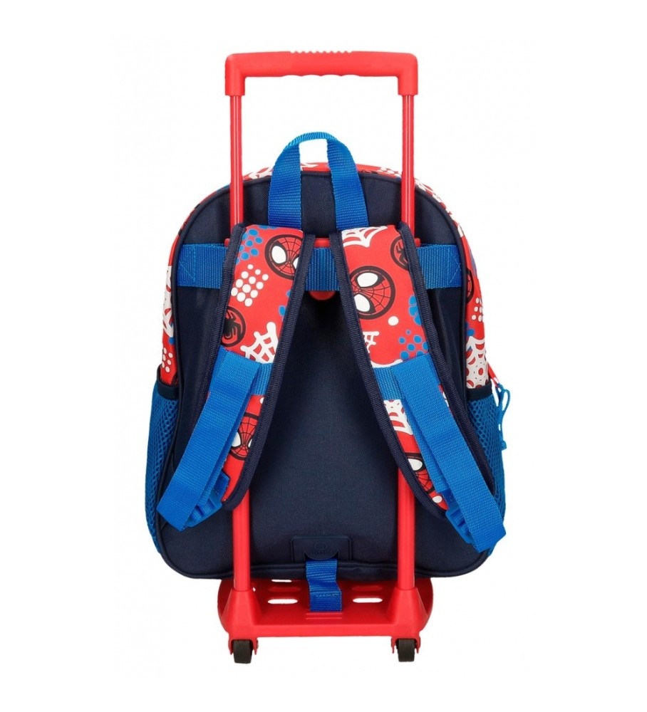 Mochila Joumma Bags Spidey e amigos 33cm com carrinho vermelho