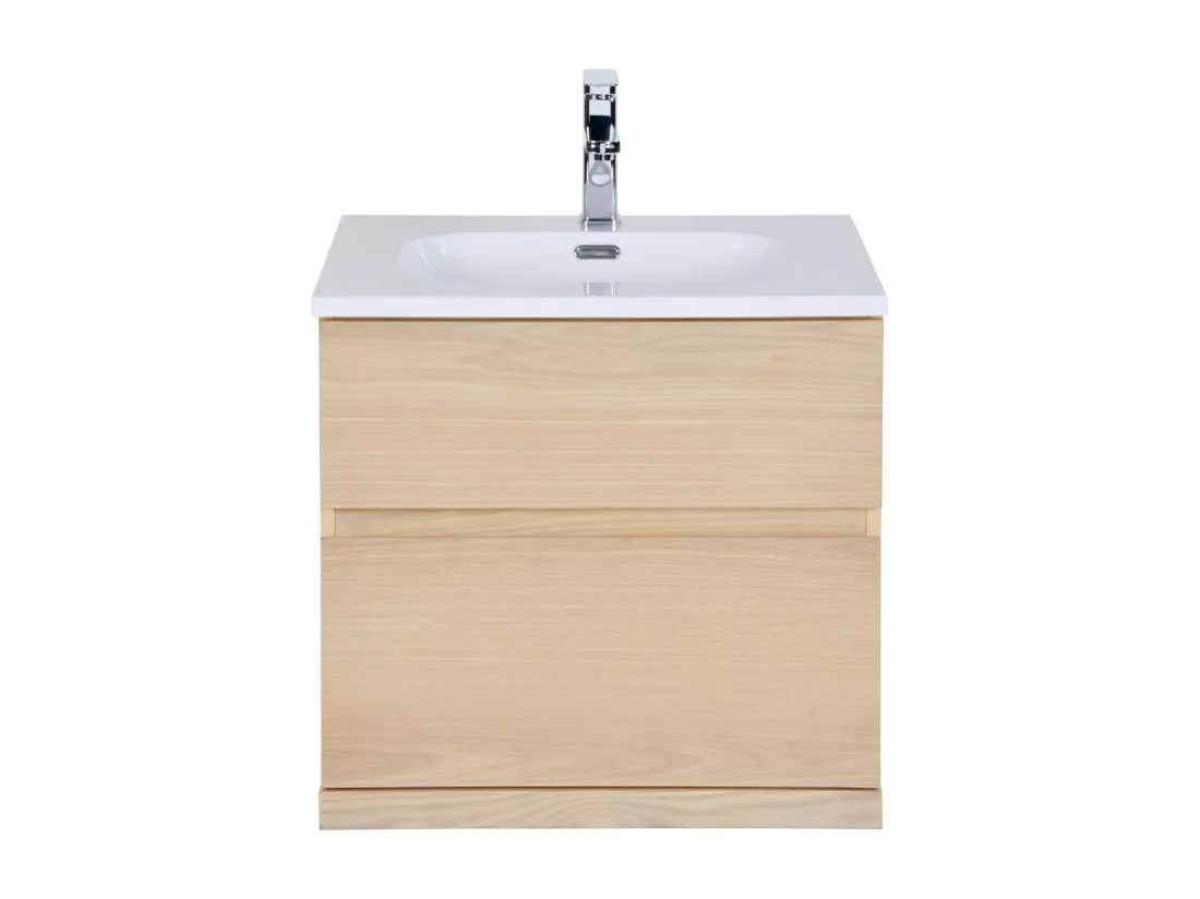 Meuble simple vasque suspendu chêne 60 cm ENIO