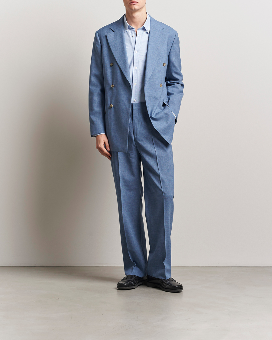 GANT Mouline Wool Double Breasted Suit Jacket Salty Sea
