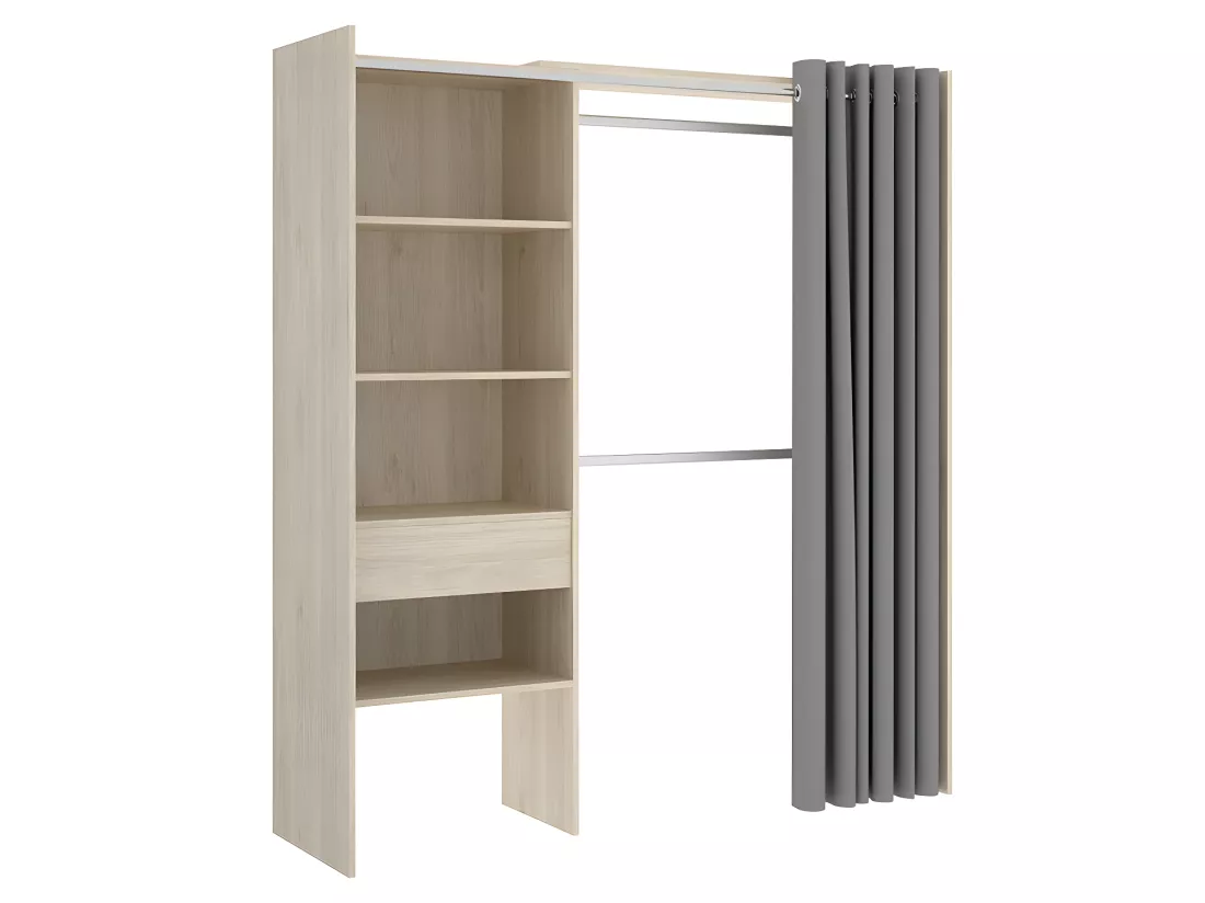 Dressing d'angle extensible GONTRAN - L164/214 cm - Chêne et gris