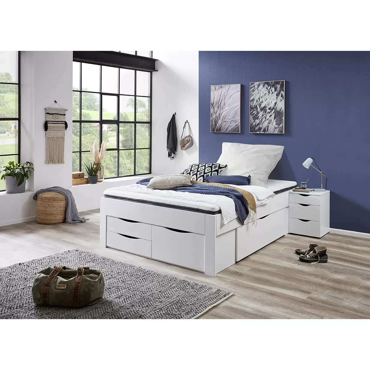 Stauraumbett Noah 140x200 weiss