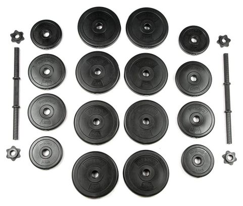 Banc de musculation set d'haltères courts 2 x 15 kg inclinable réglable charge max 200 kg banc d haltérophilie multifonction poids disques pour fitness gym 01_0000207