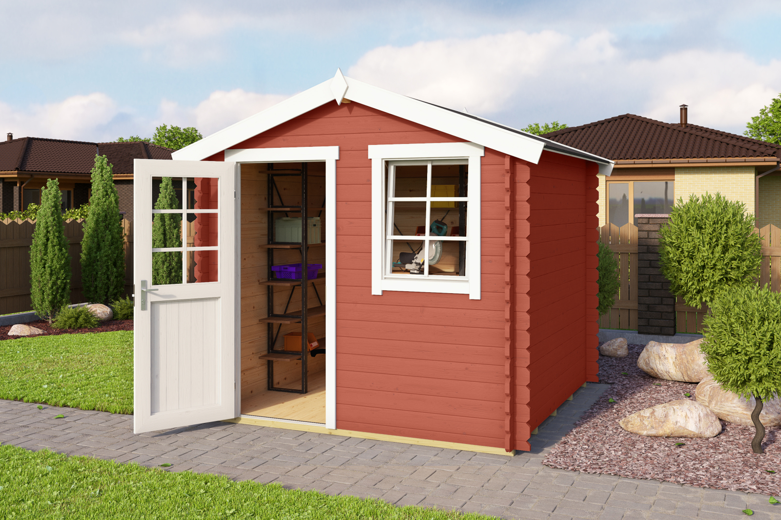 Gartenhaus WELS 2 - schwedenrot - Fichte massiv - 230x230 cm