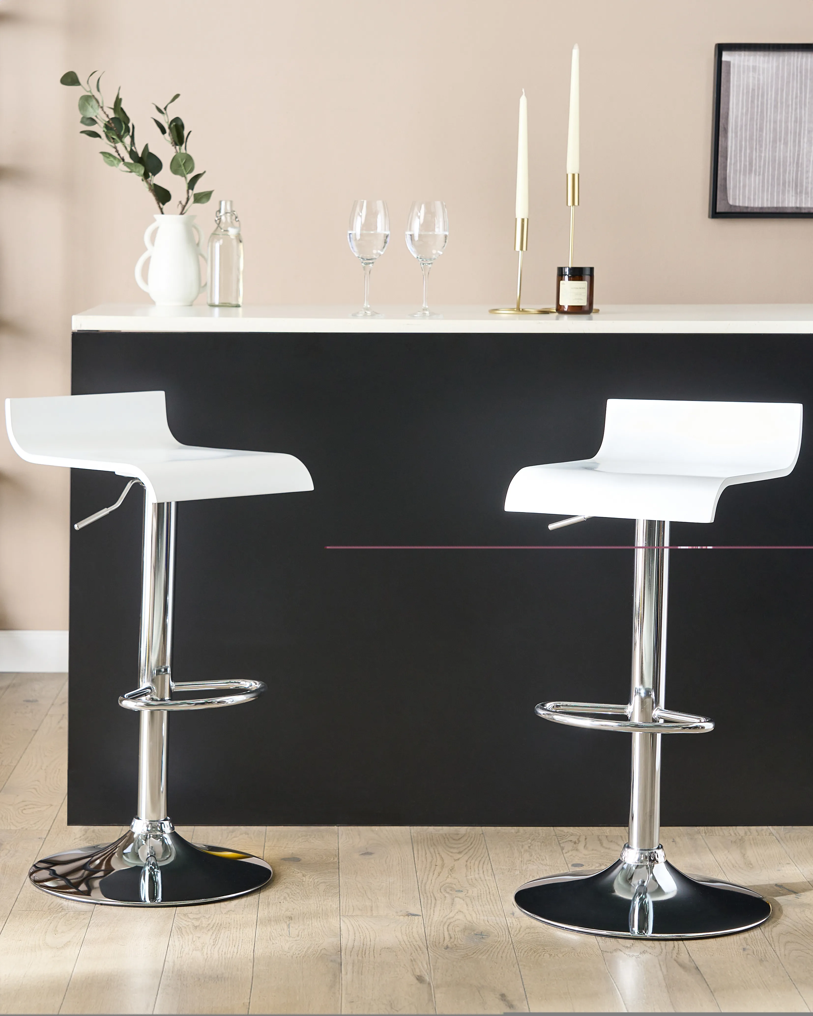 Set van 2 barstoelen VALENCIA draaibaar Wit