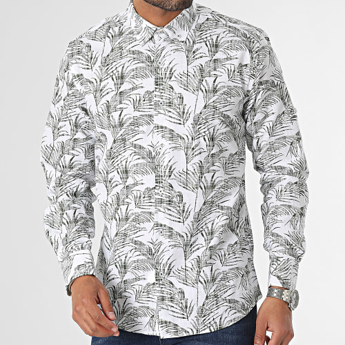 Chemise Manches Longues Floral Blanc Vert
