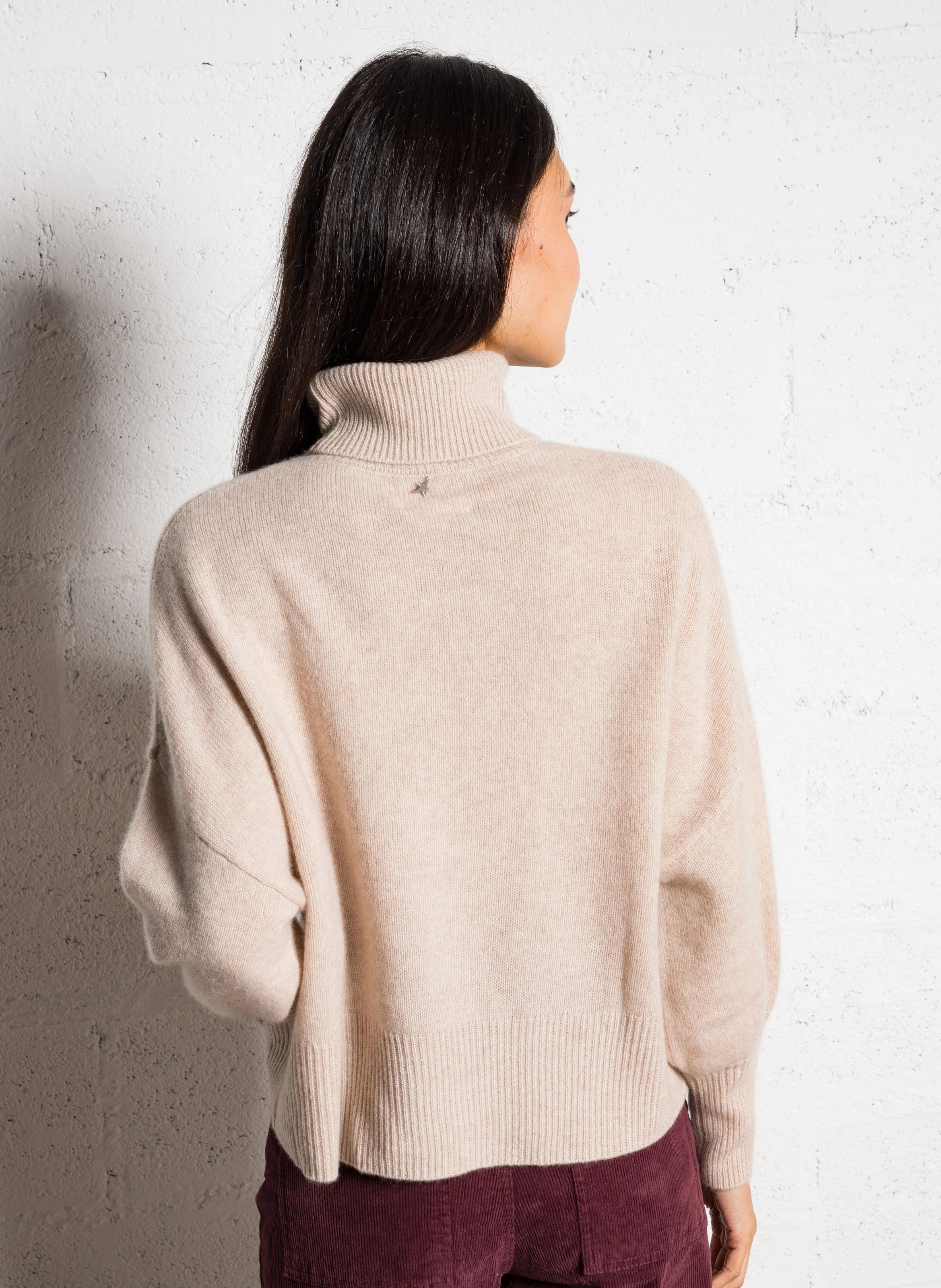 MONPRANO - Pull col roulé en cachemire | Beige