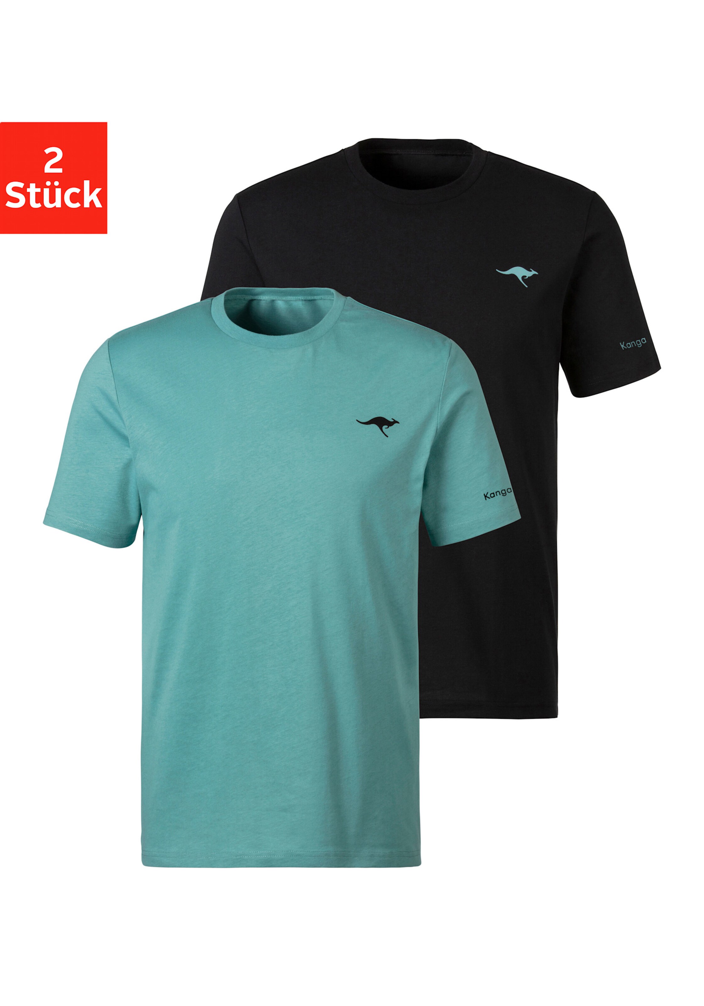 KangaROOS Kurzarmshirt in petrol, schwarz