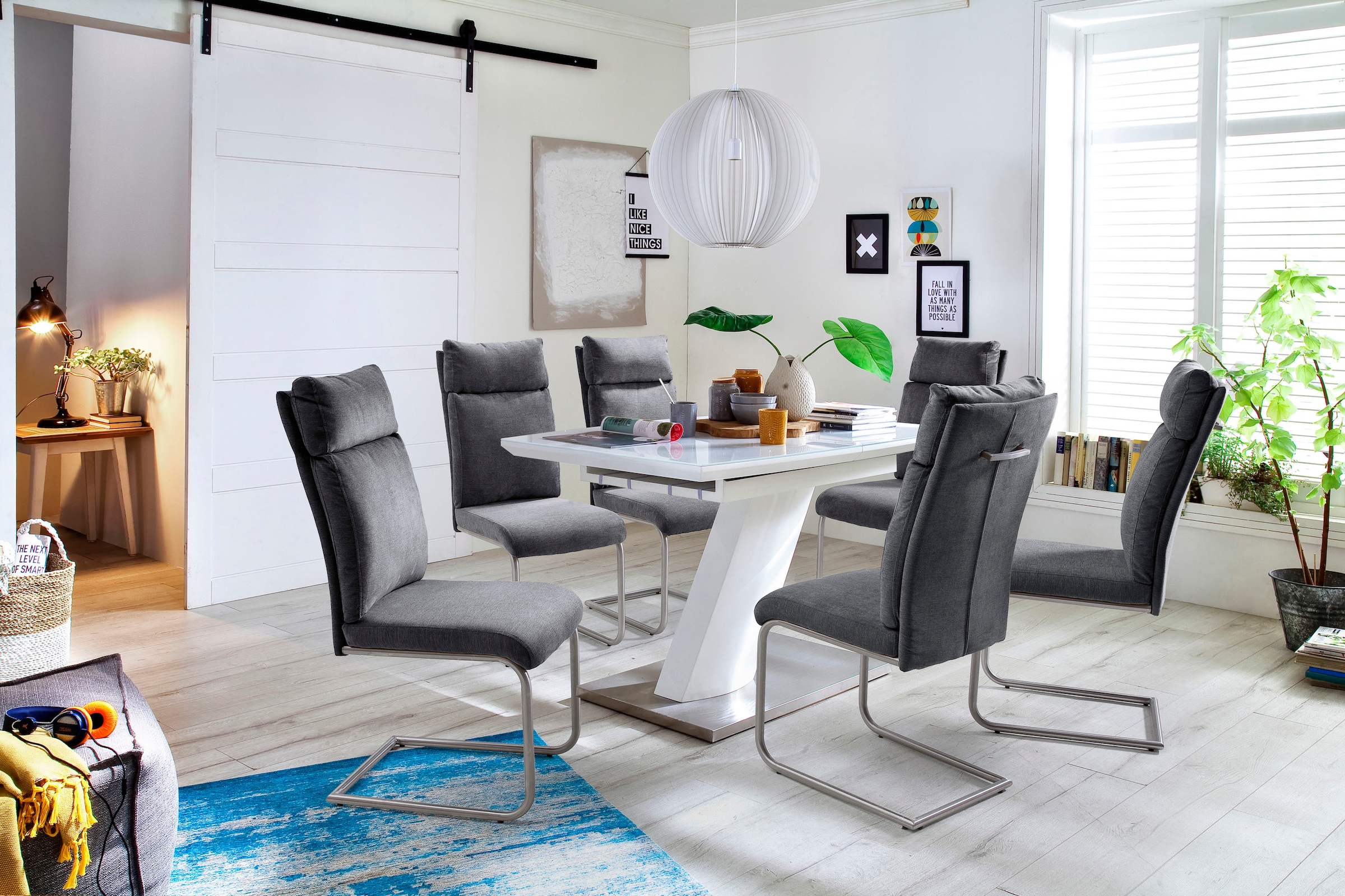 MCA furniture Esstisch »Galina, TOPSELLER!« Esstisch, Tisch, OTTOs Choice,  Bootsform in weiss mit Synchronauszug vormontiert, Sicherheitsglas