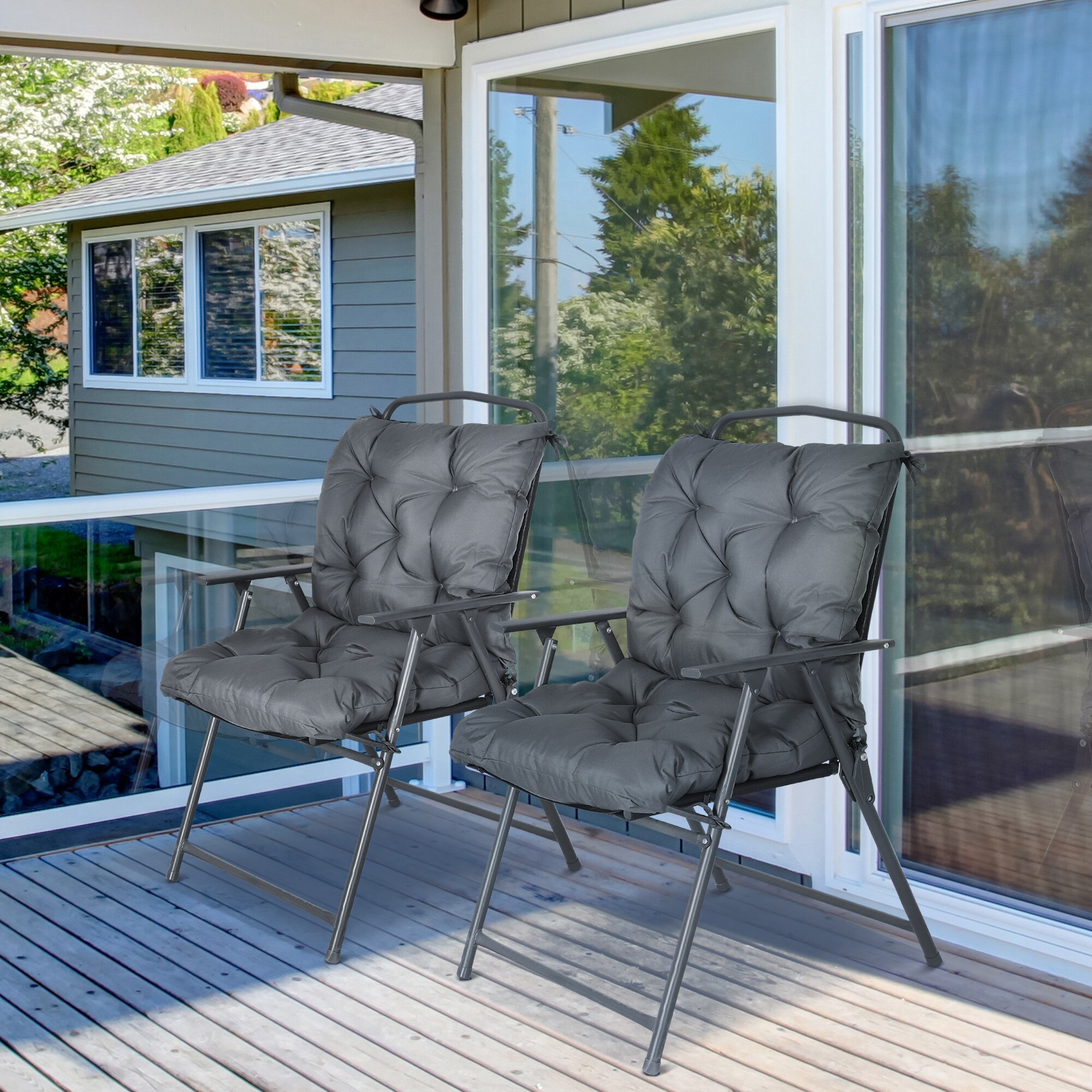 Outsunny Stuhlauflage als 2er-Set grau 98 x 50 x 8 cm (LxBxH)