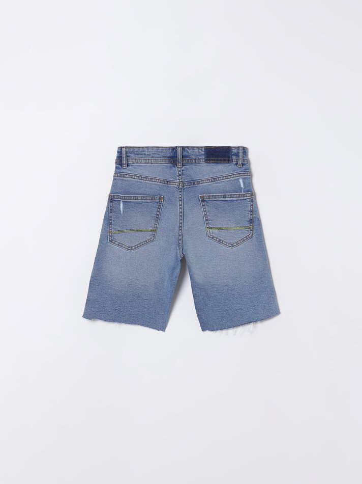 Bermuda jeans com rasgos - Índigo