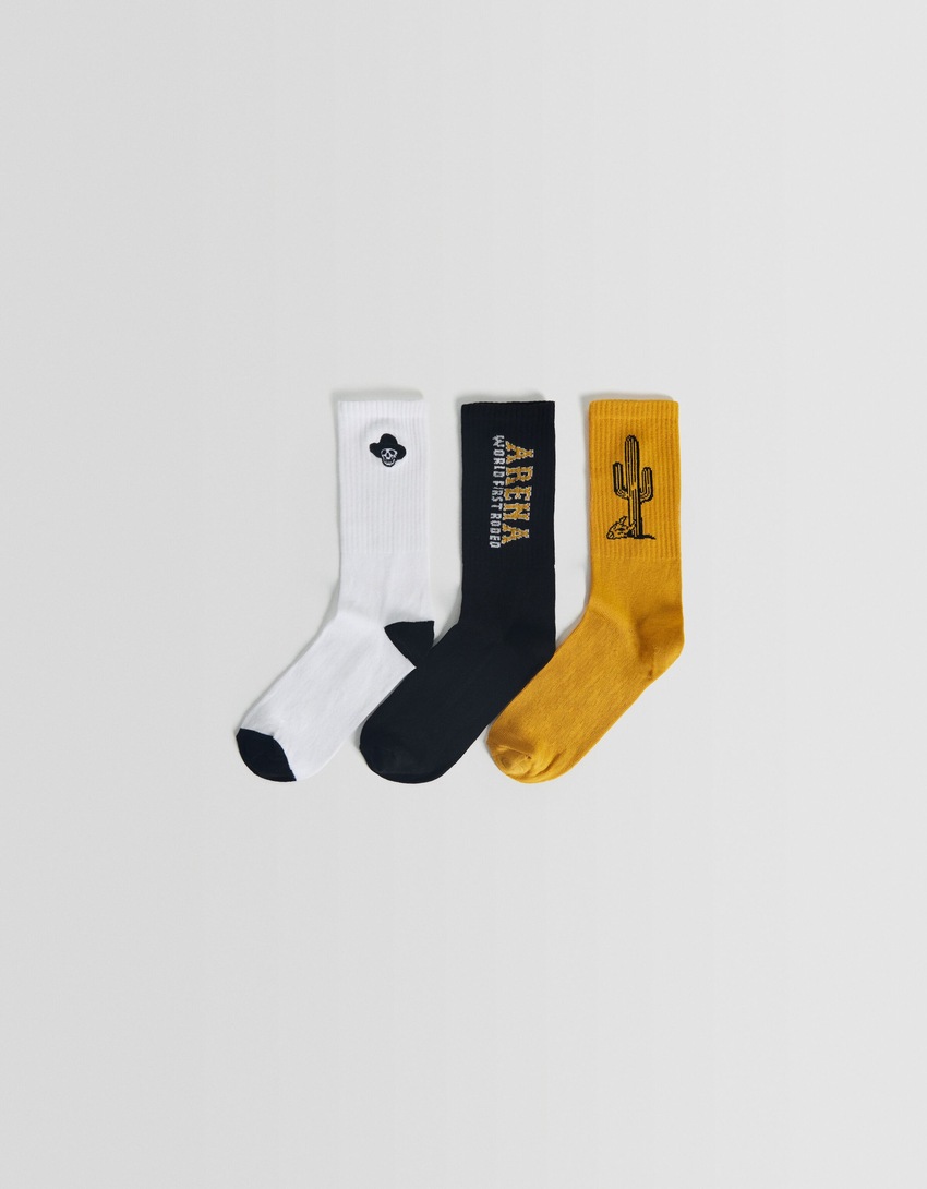 Pacote com 3 pares de meias estampadas