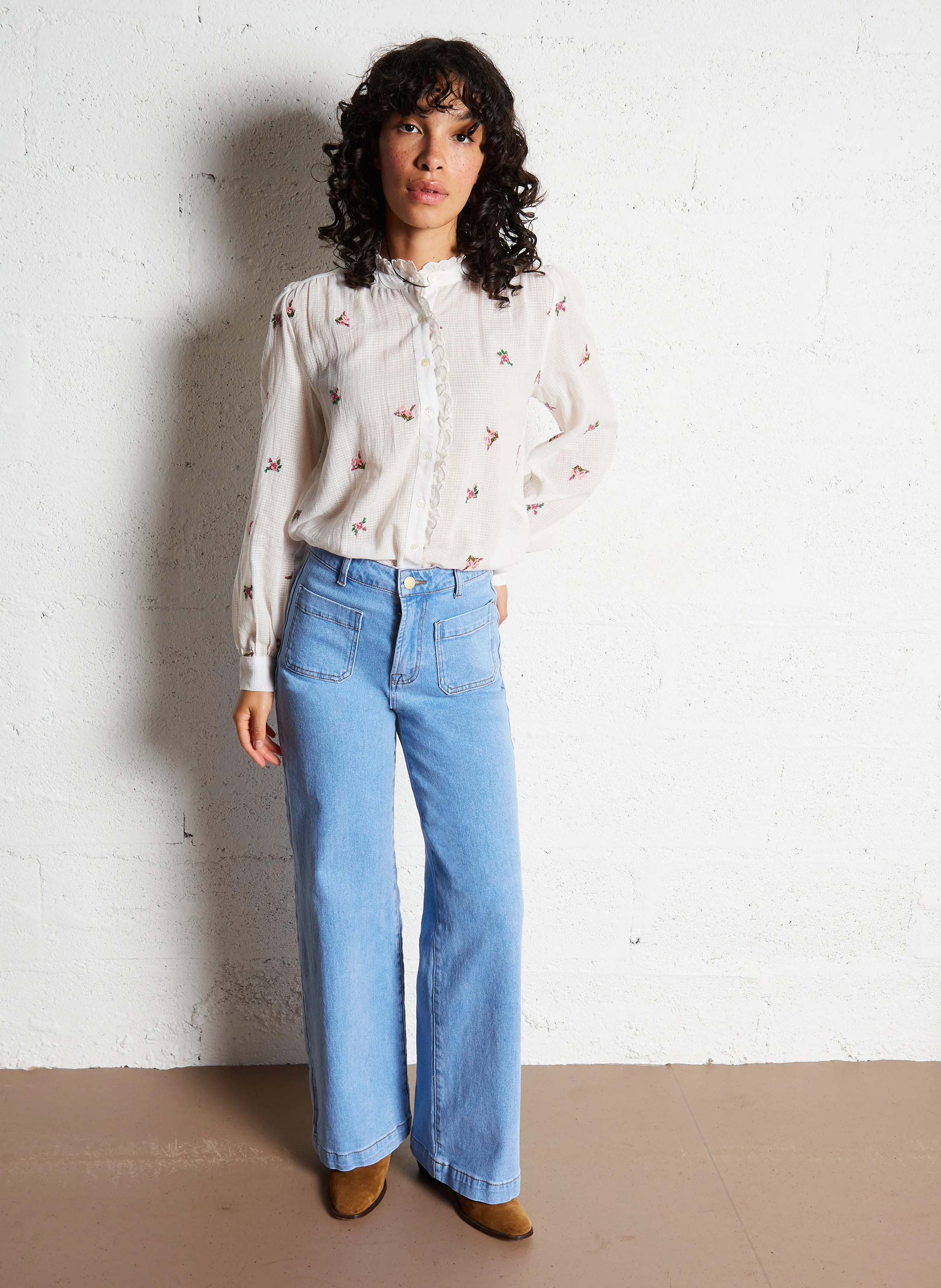 ATLANTY - Jean flare taille haute en coton mélangé | Jean Stone