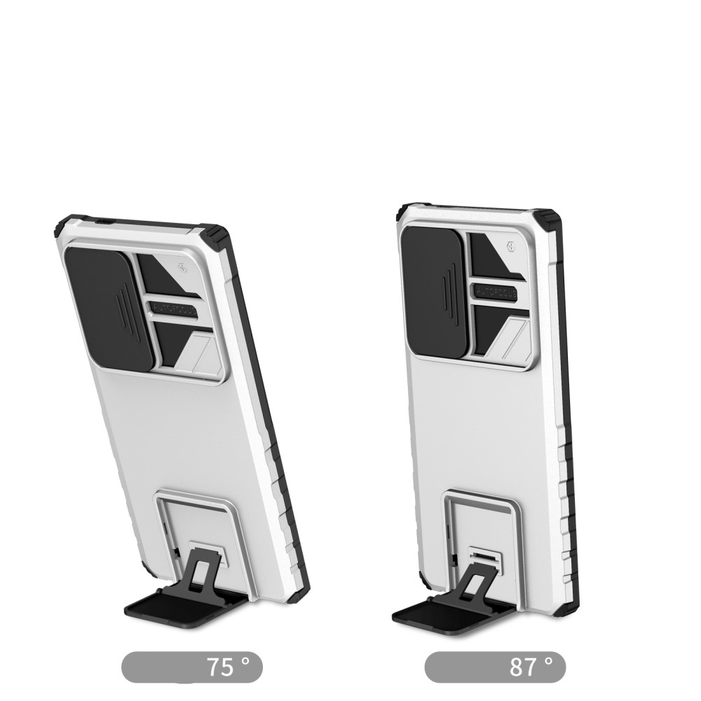 Samsung Galaxy S24 Ultra Hybrid Outdoor Hardcase Hülle mit Cam-Slider   Kickstand - Weiss (Matt)