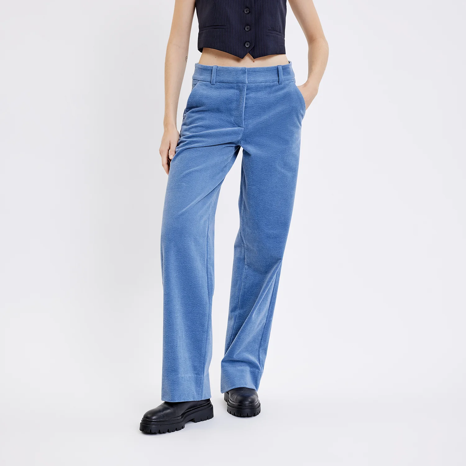 Five Units  Dena fløjsbukser - Frost Blue Corduroy