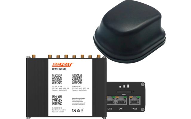 Selfsat 5G Cat 19 WiFi 6 WLAN Router MWR 6550 bis 3,4 Gbps inkl. 5G Antenne