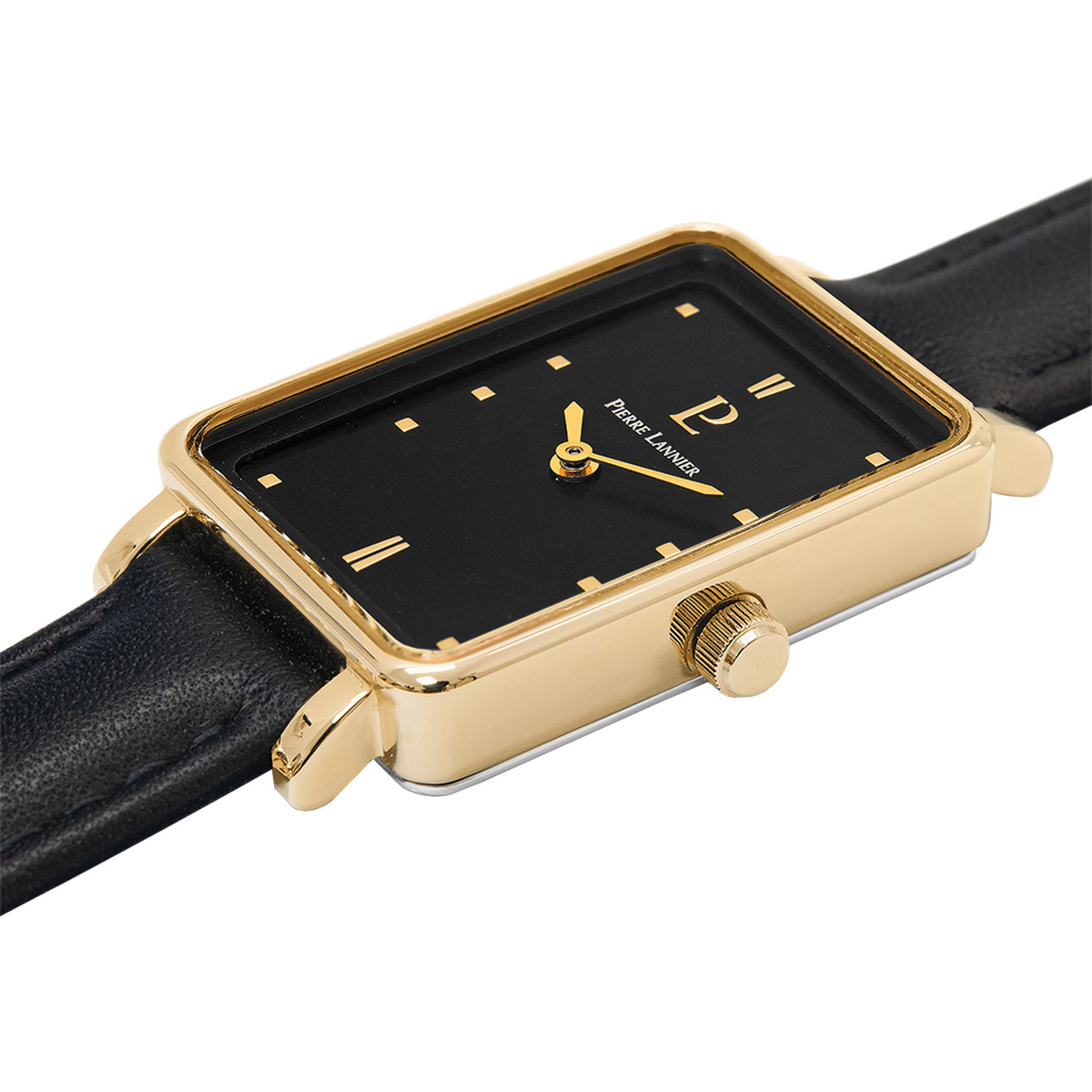 Montre PIERRE LANNIER Ariane acier doré femme bracelet cuir noir